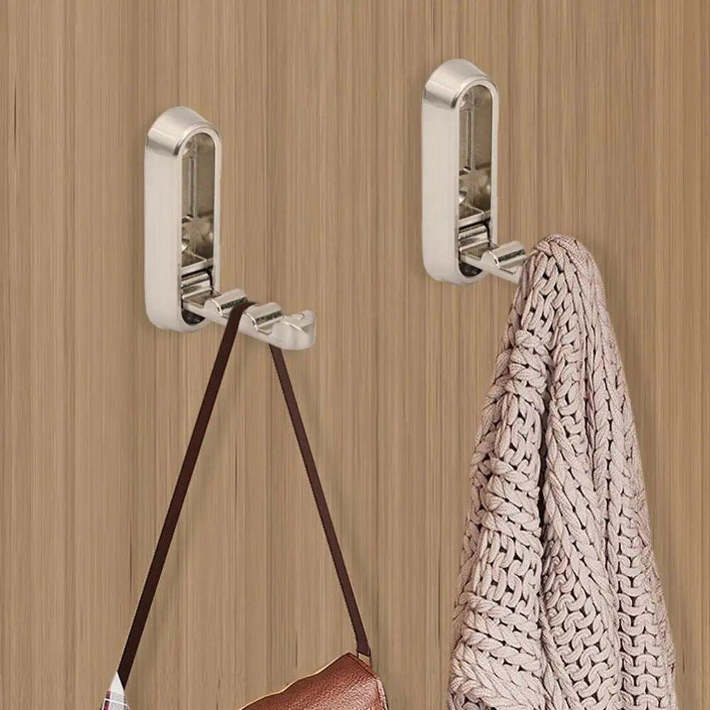 Rustproof Hidden Robe Hook Wall Hanging Matte Black Towel Hanger Simple Folding Wall Hook  Bathroom