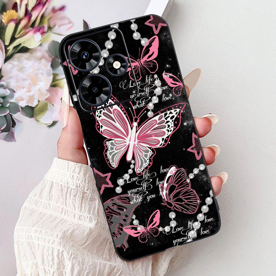 For Infinix Hot 30 Play 30i Hot30 4G Elegant Floral Cat Phone Case For Infinix Hot 30 30Play Hot30i Black Silicone Soft Cases