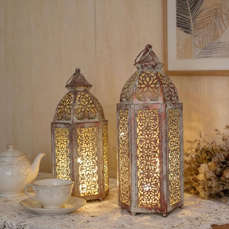 Decorative Candle Lantern Moroccans Lantern Outdoor Indoor Tealight Candle Holder for Porch,Ramadans Home Decors