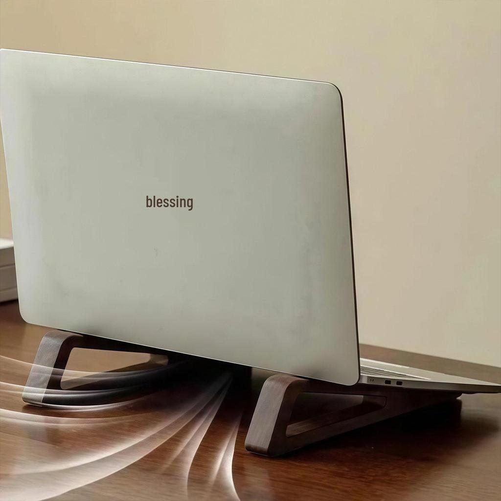 Solid Wood Laptop Stand: Cooling, Suspended Desktop Riser & Universal Storage Shelf