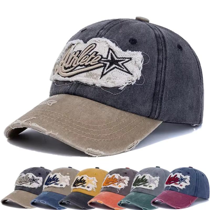 Freedom Outdoors Women's Five-Pointed Star Embroidered Letters Baseball Hats New Unisex Sunshade Broken Versatile Patch Fashion Color Block Peaked Caps B 54-61Cm