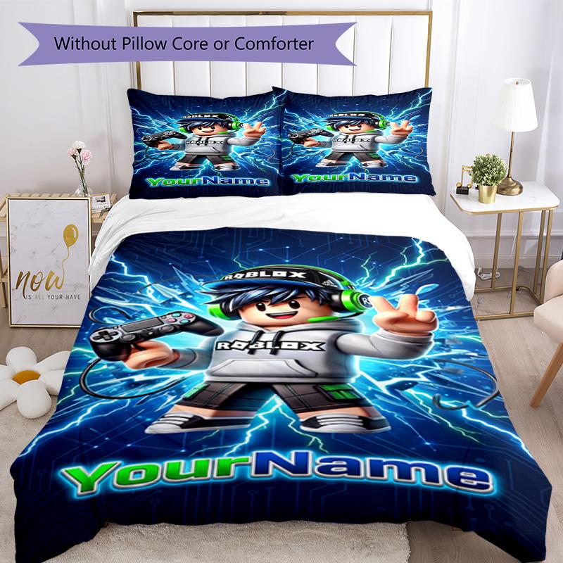 Roblox 450 Customize Your Name Bedding Set Breathable Duvet Cover with Pillowcases Home Decoration Birthday Gift