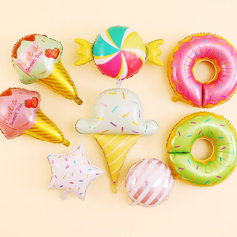 Sweet Donut Ice Cream Cake Foil Balloons Love Helium Balloon Baby Shower Birthday Party Decoration Kids Toy Digital Figure Globo