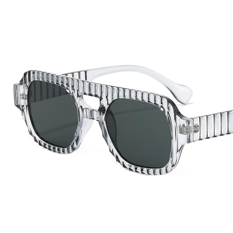 

New Retro Double Beam Gradient Rectangular Women Sunglasses Brand Leopard Irregular Frame Design Men High Quality Glasses Uv400 as picture