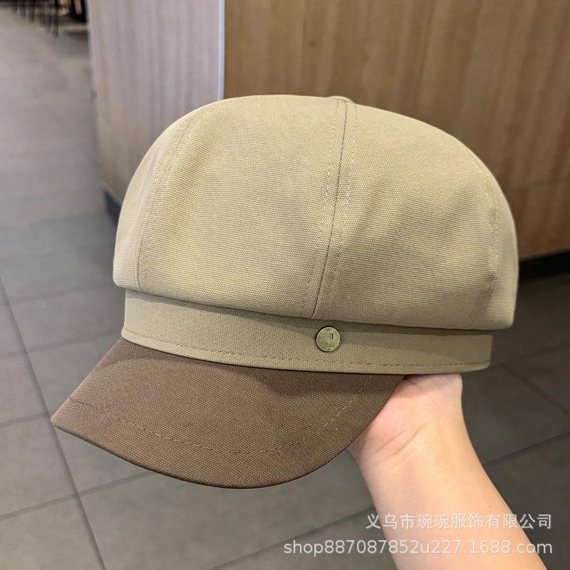 Spring and Autumn New Gold Buckle Octagonal Hat Children's Outdoor Face Painter Newsboy Hat Sunshade Sunscreen Hat