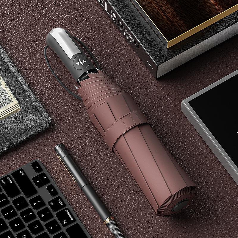 Double keel reinforced folding umbrella sun protection weather and rain dual-purpose business men's automatic umbrella custom logo advertising