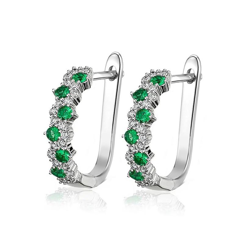 Huitan Chic Fashion Dainty Hoop Earrings Women Everyday Jewelry with Bright Cubic Zirconia Color Accessories for Female