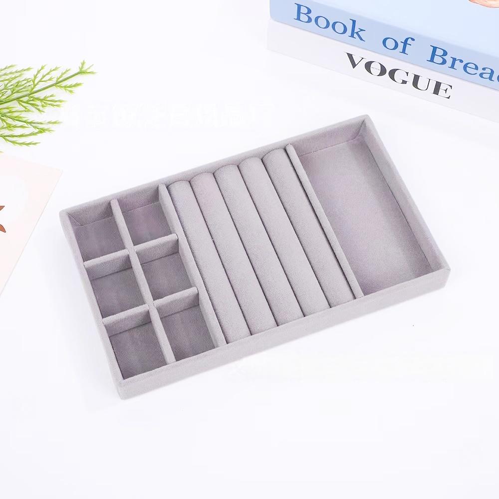 Jewelry Storage Box Earring Ring Necklace Brooch Holder Flannelette Jewelry Display Box Necklace Classification Organizer