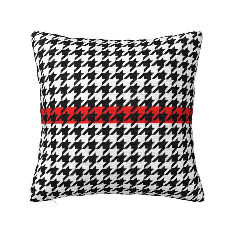 Nordic Fall Vibrant Houndstooth Pattern Cushion Cover Velvet Elegant Dogstooth Style Throw Pillow Case Decoration