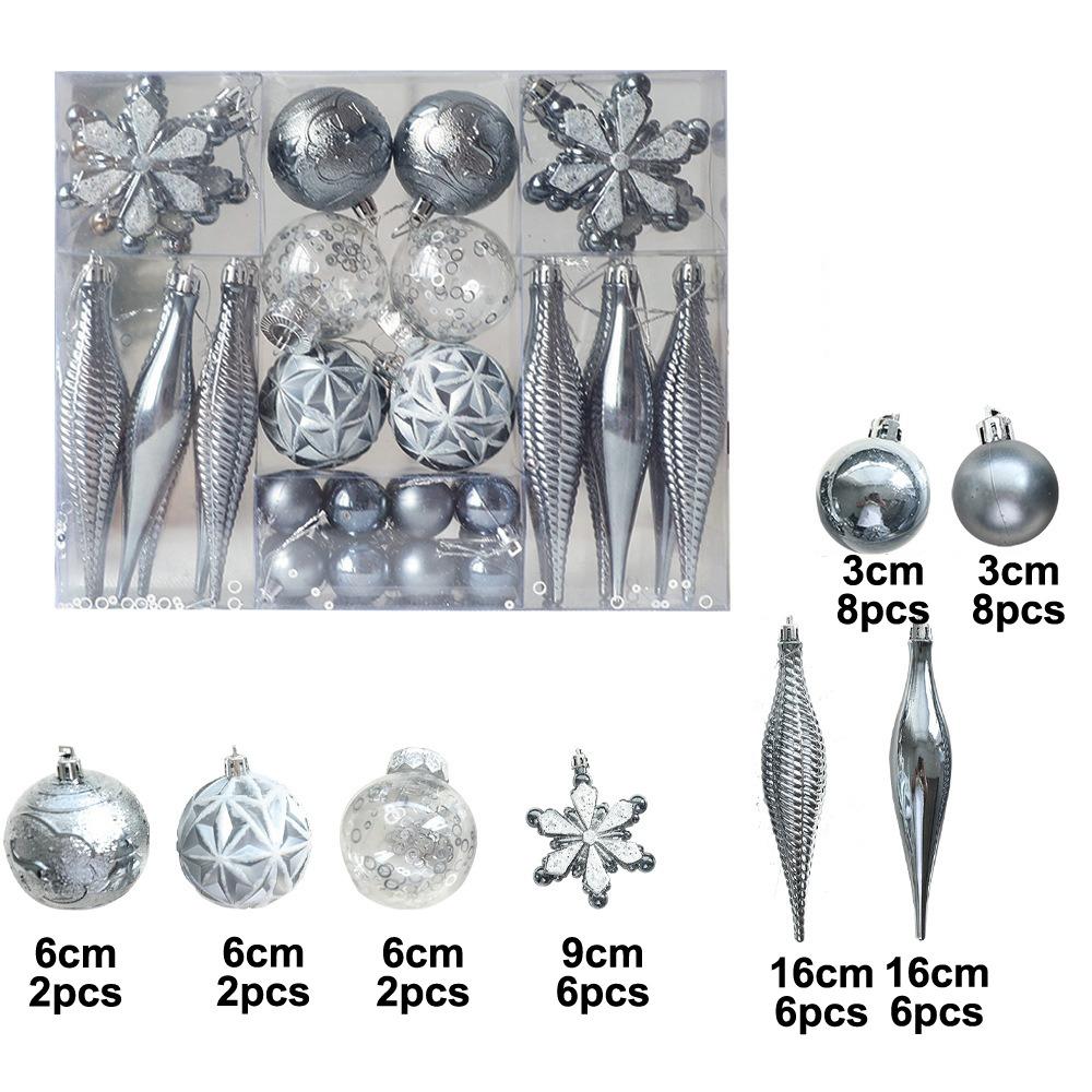 

40PCS Shatterproof Assorted Christmas Ball Ornaments Set Colored Plastic Decorative Baubles Decorations Snowflake Other серебряный