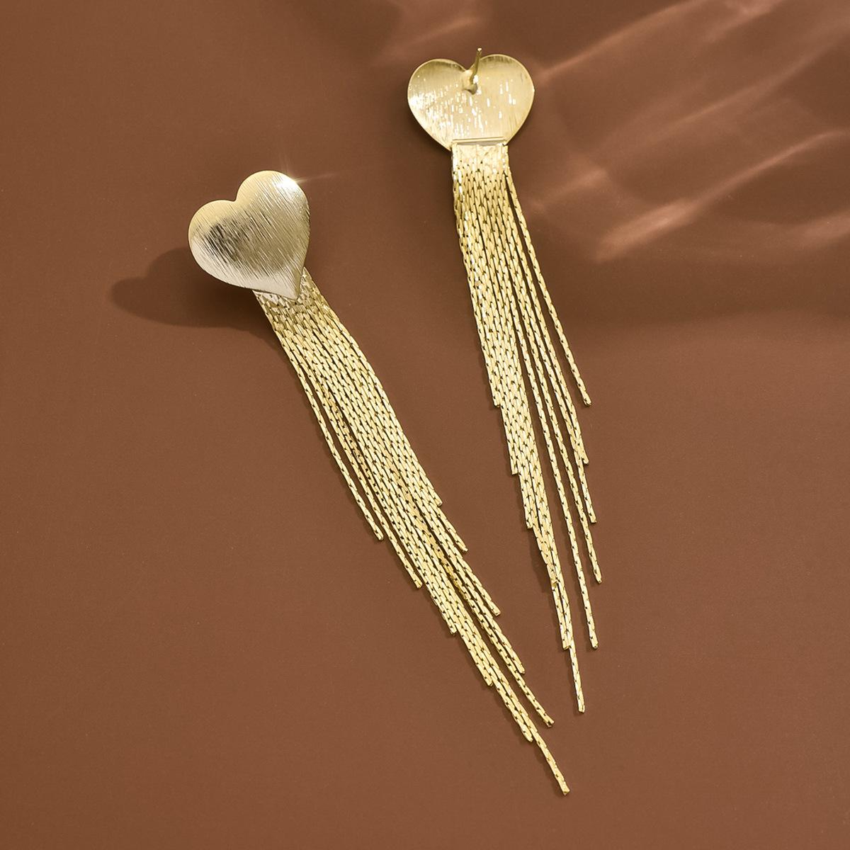 

14K Real Gold Electroplated Earrings, Love Fringed Earrings, Exquisite High-End Earrings, Personalized Fashion Trend Women