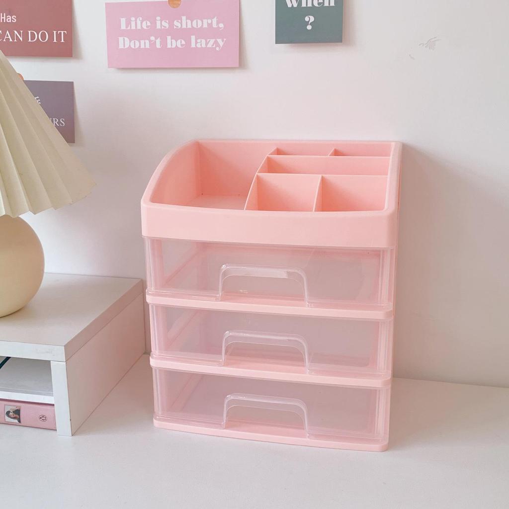 Girly Heart Plastic Desktop Drawer: Dustproof Storage for Stationery & Cosmetics