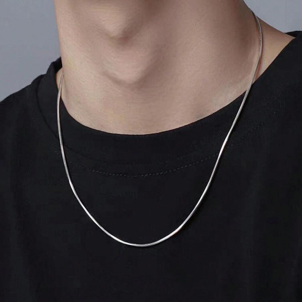 Men's Snake Bone Chain Necklace, 60cm, Stainless Steel, Retro Black Fashion, Ideal for Daily Wear