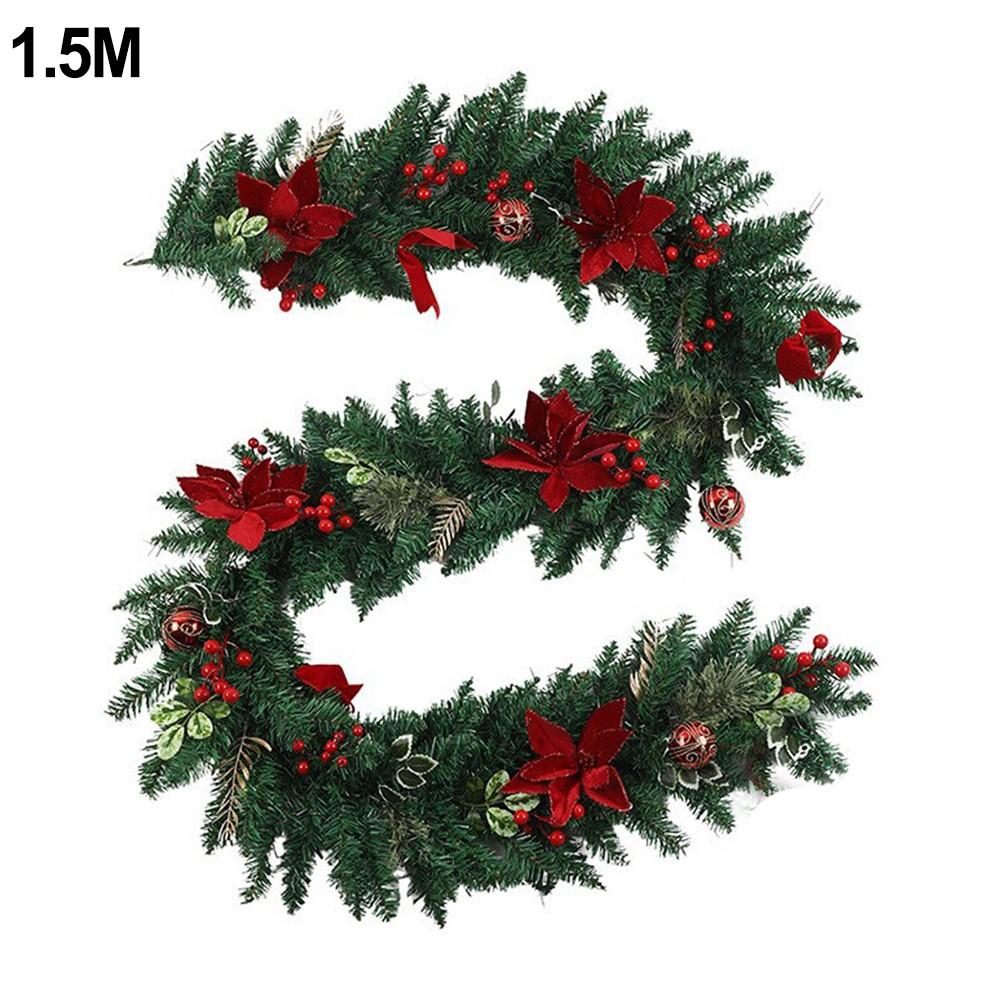 Christmas Garland Poinsettia Decoration Easy To Hang