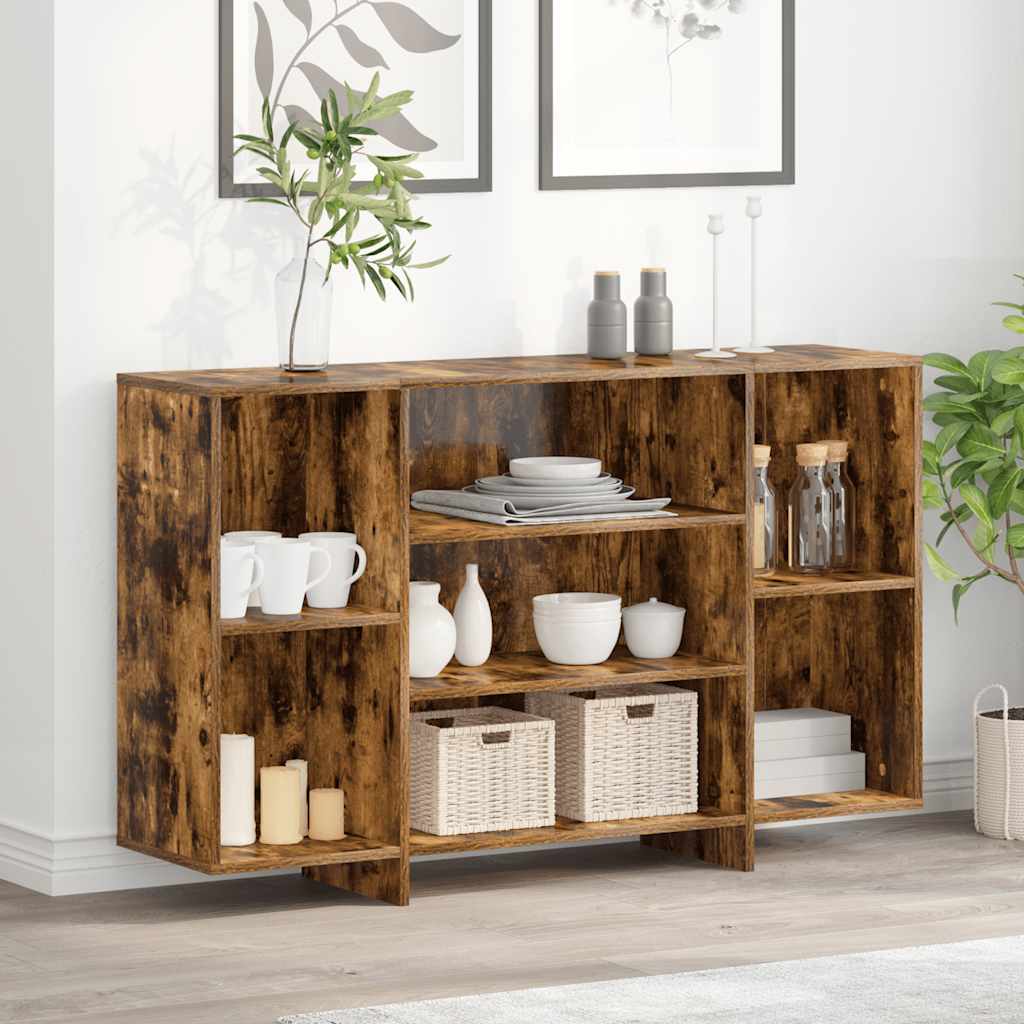 Sideboard Smoked Oak 120 X 30 X 75 Cm Wood Based Material
