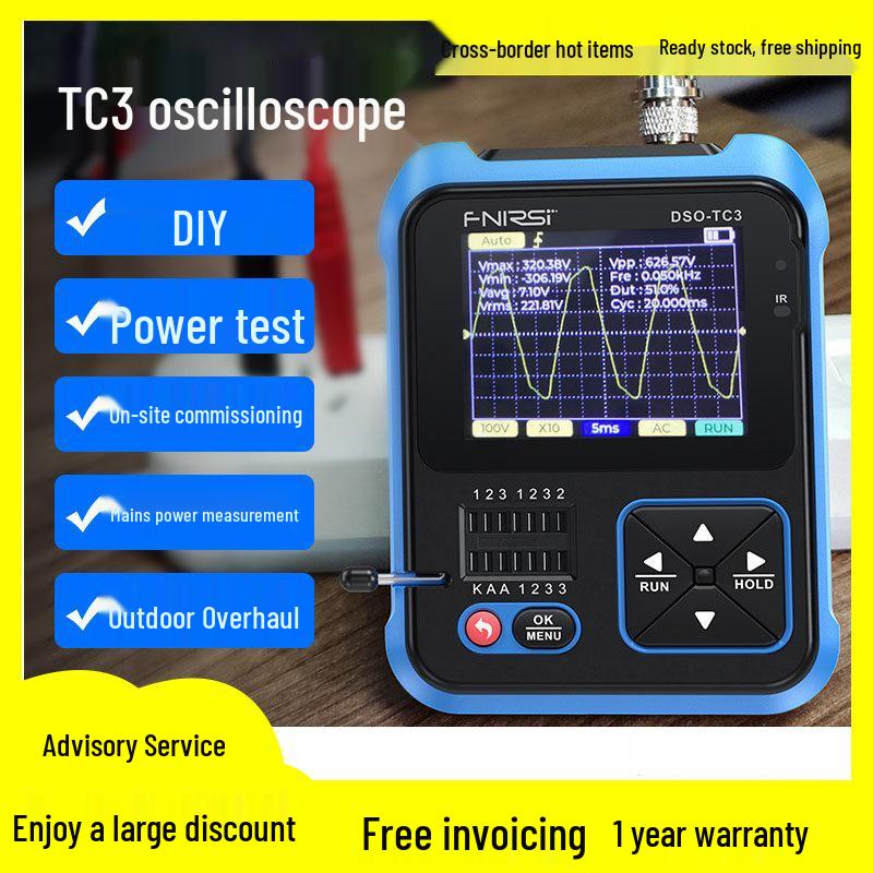 Tragbares 3-in-1 Digitaloszilloskop & Transistortester mit Signalgenerator