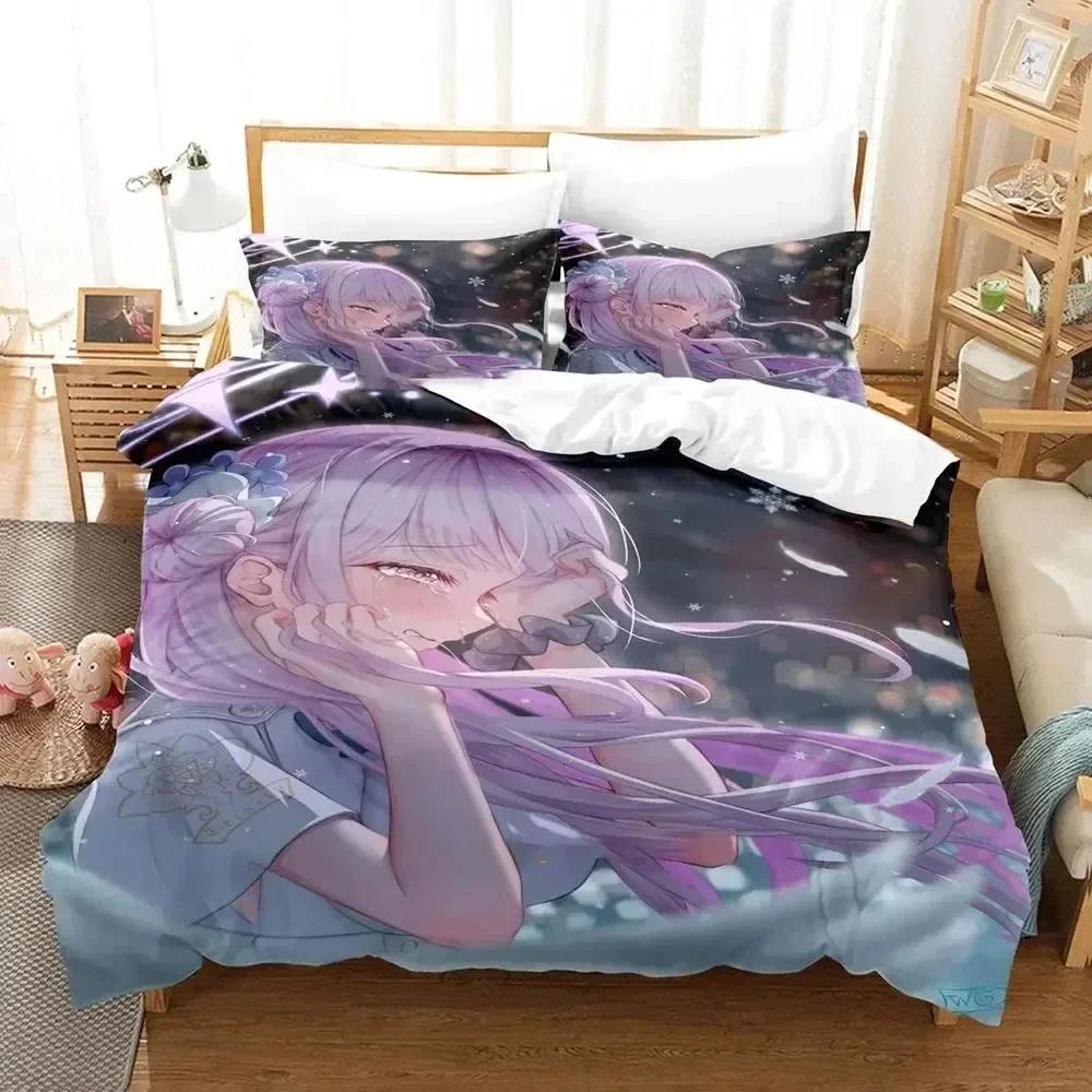 Anime Misono Mika Blue Archive Bedding Set Printed Bed Set With Pillowcase Bed Duvet Cover Soft Queen King Size Bedclothes Home