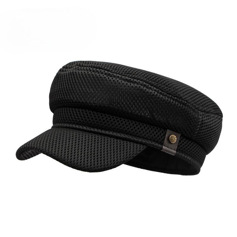 Men Women Summer Breathable Mesh Military Cap Flat Top Sun Hat Fashion Retro Cadet Cap Outdoor Peaked Hat