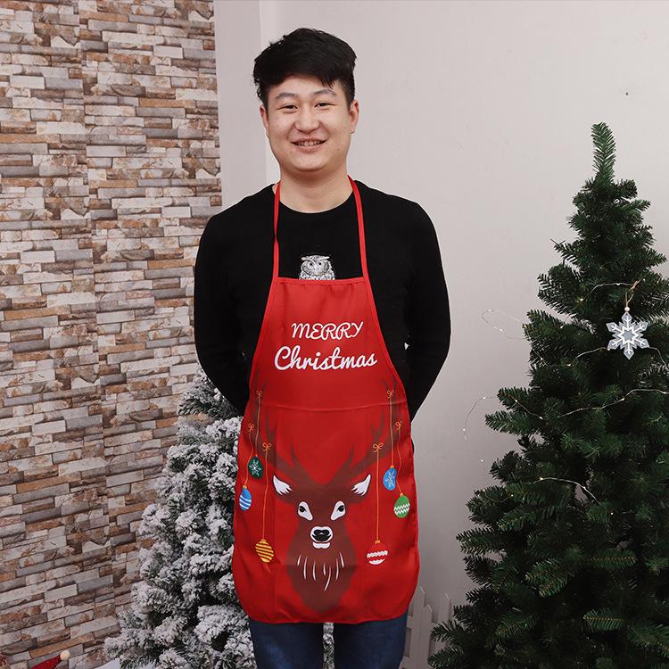 Adult Christmas Costume: Red Non-woven Santa Apron for Bar Waiters and Festival Celebrations