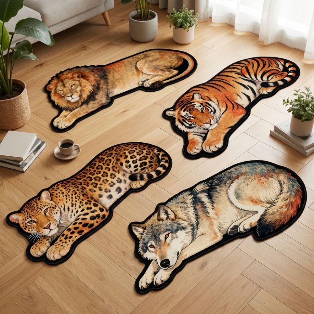 Anti-slip Lion Doormat 2D Flat Wolf Floor Mat Creativity Tiger Carpet Rug  Bedroom Bathroom