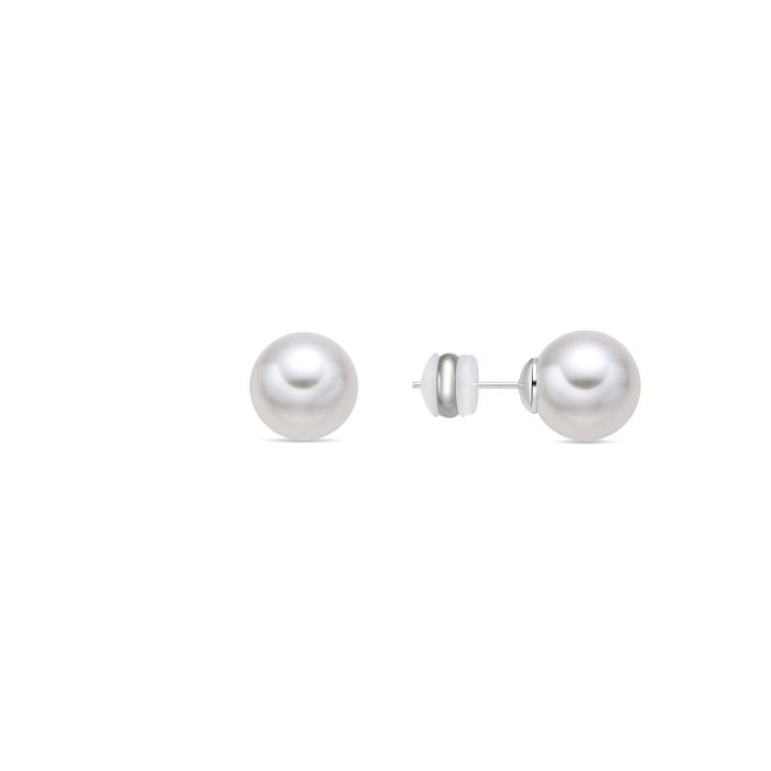Boucles d'oreilles - LUXENTER - Wasai - Perle blanche - Plaqué rhodium - 12 mm