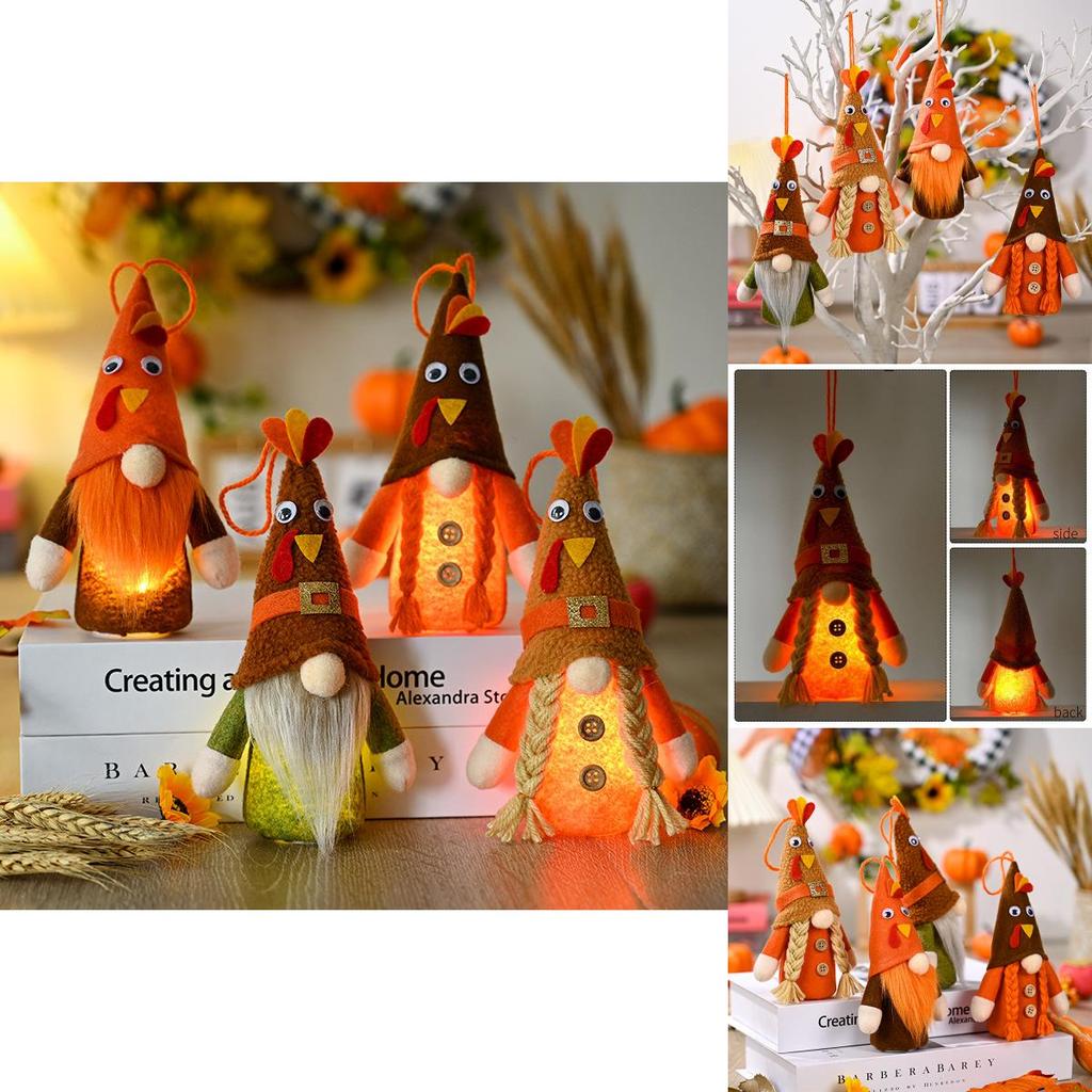 Cozy Harvest Festival Decorative Thanksgiving Gnome Figurine With Light Up Features
