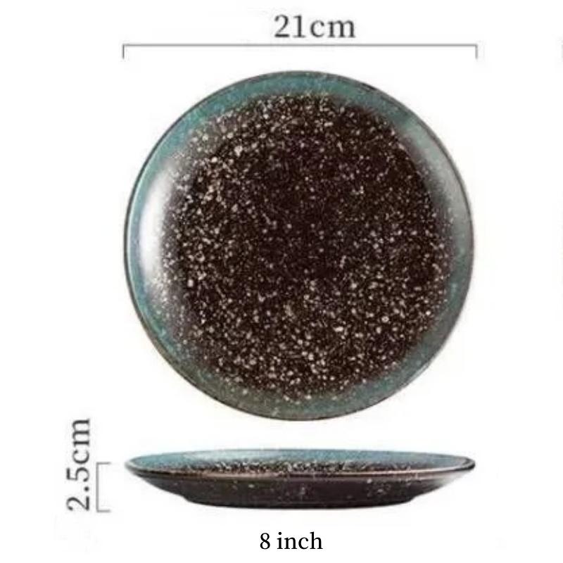 Multifunction Black Ellipse Circle Dinner Plate Under-Glazed Ceramic Dessert Tray Steak Pasta Dish Dinnerware Microwave Safe