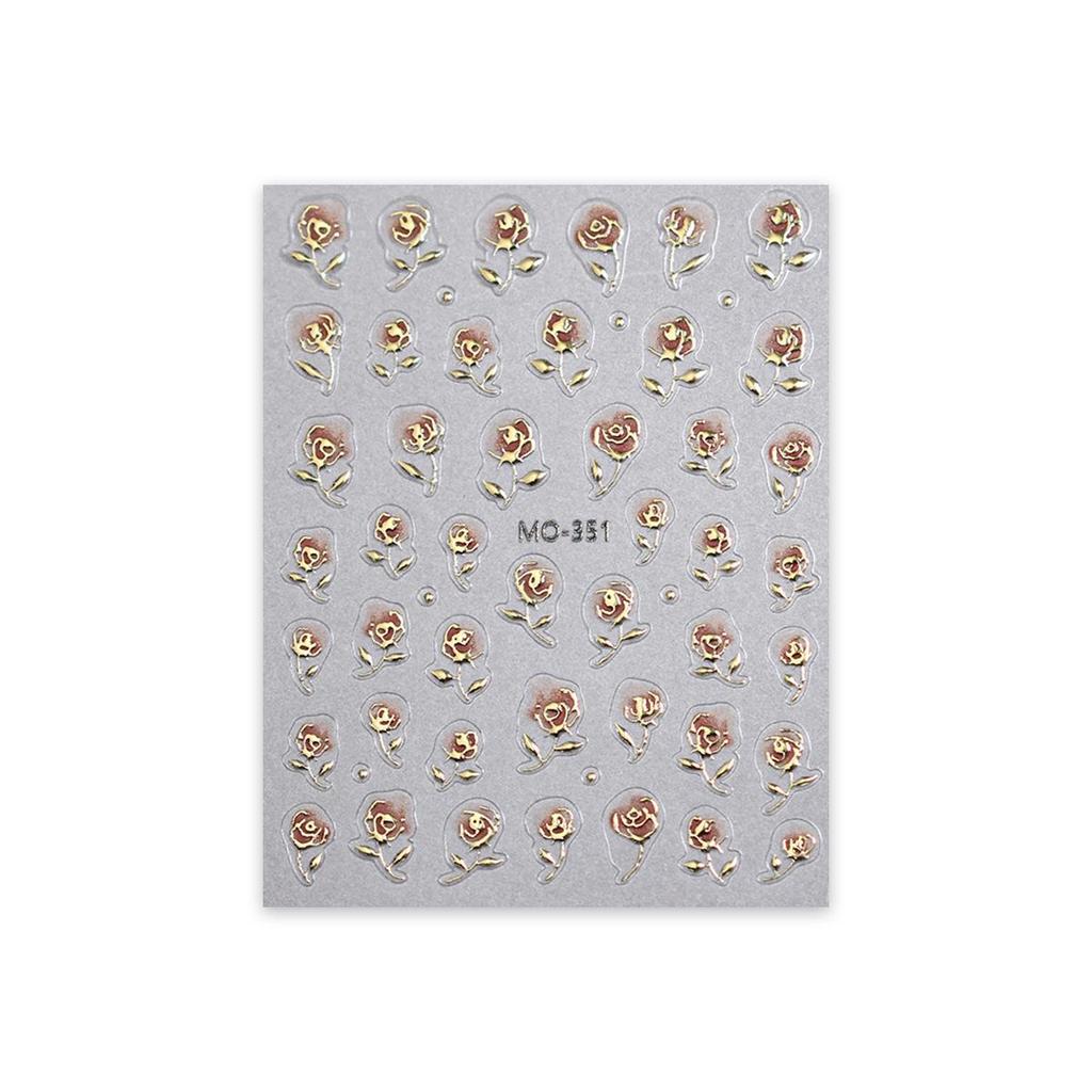 Little Red Book 3D Gilded Wild Rose Nail Art Stickers