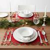4 Pcs Christmas Embroidered Flower Rectangular Red and Green Placemats 11.02x16.93inch for Party Home Kitchen Dining Table Decor