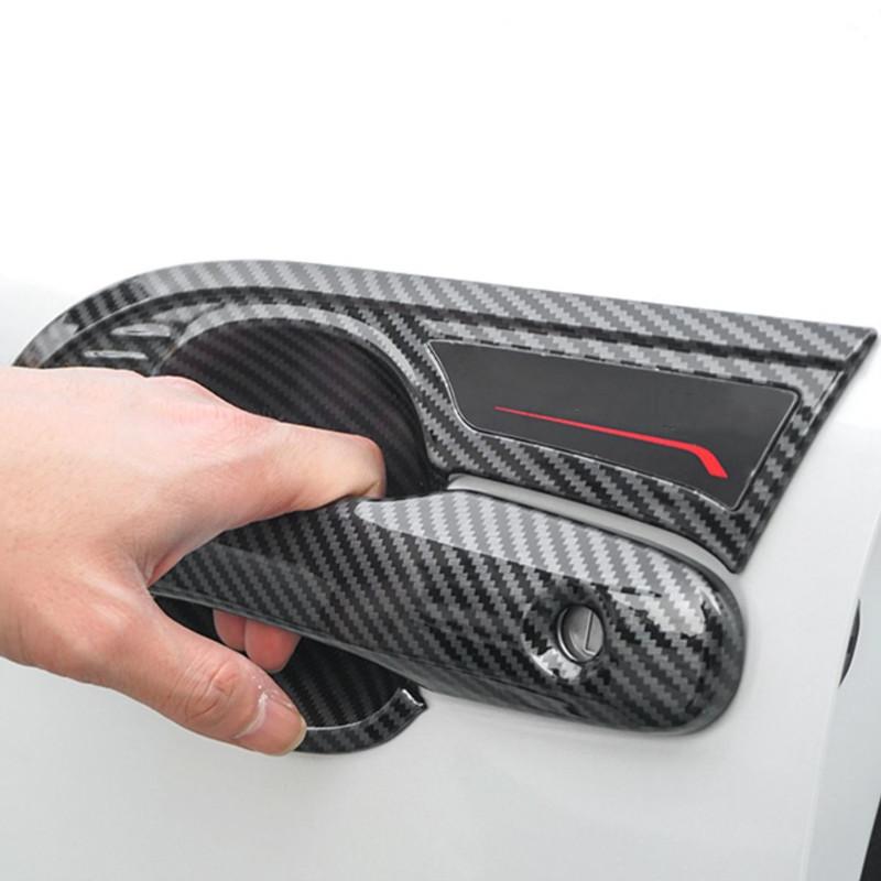 Car Styling Accessories For Toyota Land Cruiser 300 LC300 ABS Carbon Black Car Door Handle Bowl Cover Trim Protectors