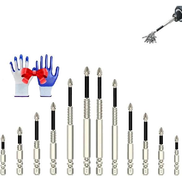 Slideach Magnetic Screwdriver Bits, High Magnetic Screwdriver Drill Bit Set, Anti-Slip Electric Screwdriver Set, Electric Precision Set, 50 65 75 100