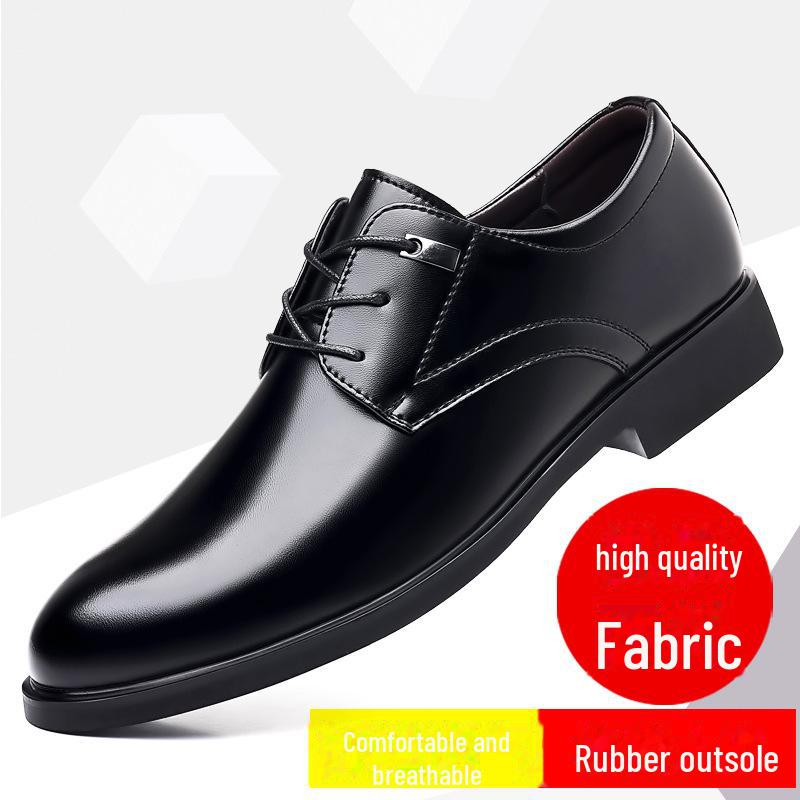 "Men's Size 50 Genuine Leather Dress Shoes with Height Increase - Trendy Autumn 2024 Wedding & Business Footwear"