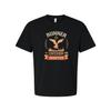 Unisex Jagd Grafik T-Shirt mit Adleremblem, Waldsilhouette und Zielscheibe