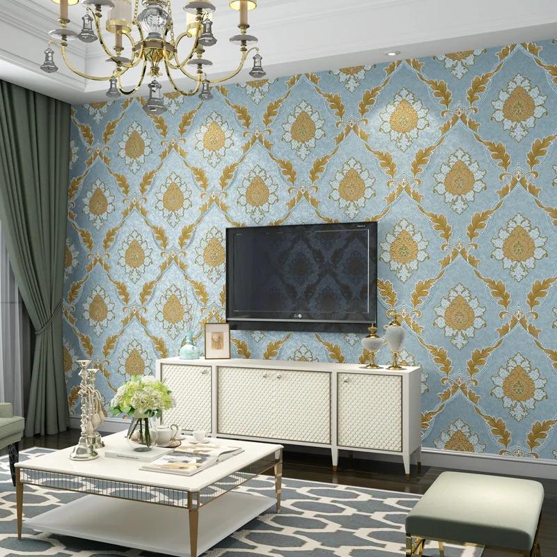 European Style Wallpaper Thickened Deer Skin Velvet Bedroom Living Room 3D Non-woven Fabric Wallpaper Home Decor Papel De Parede