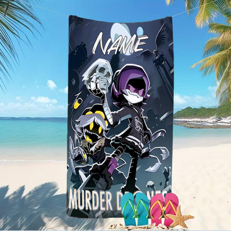 Customizable personalized beach towels Murder Drones themed designs.Suitable for the beach, yoga, sports;ideal as beach accessories