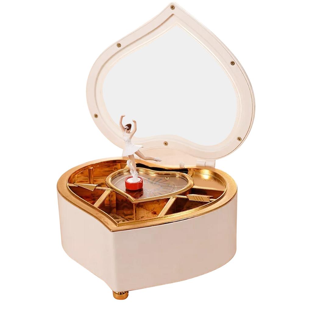 Music Box White Ballet Dancing Girl Heart Shaped Clear Melody Exquisite Durable Plastic Music Box