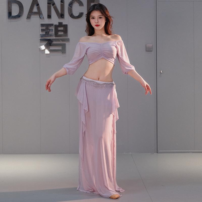New Belly Dance Costume Set Oriental Performance Outfit with Mesh S
