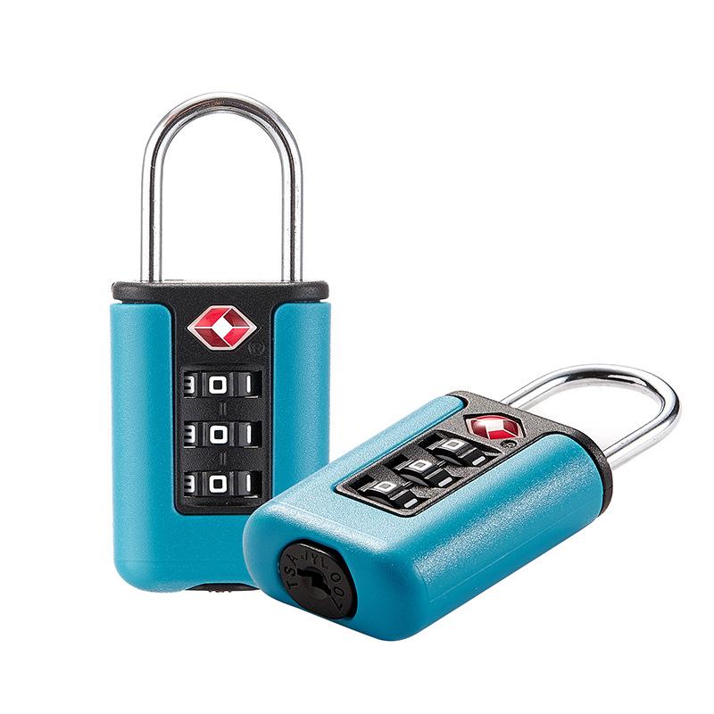 Customs Keyed Mini Color Block Password Padlock for Suitcases TSA Approved Polished Finish abs&Black