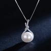 Huitan Trendy Simulated Pearl Necklace Women Silver Color Dazzling CZ Temperament Elegant Female Wedding Accessories Hot Jewelry