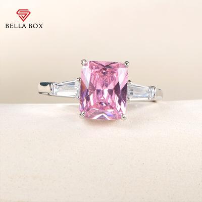 Unique Square Pink Zirconia Rings Girls Fashion Accessories For Party Luxury Birthday Gift Women's Ring New Jewelry