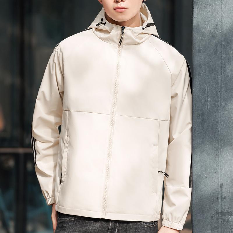 Drei-Stab-Jacke Herren Casual Fashion Trend Kapuze schmal geschnittene schlichte Herrenjacke Herbstjacke