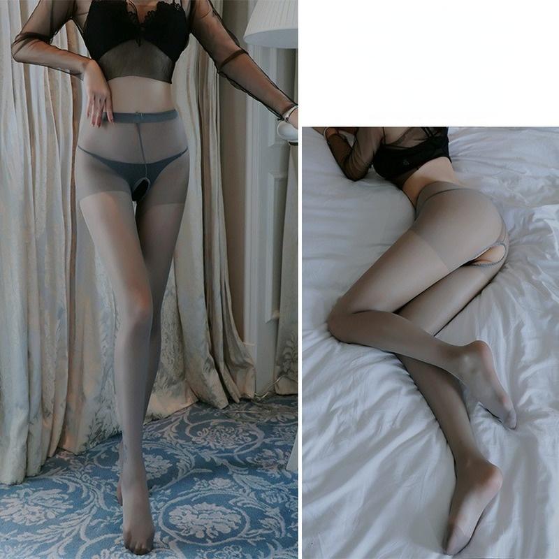 New Open Crotch Tights for Men Sexy Underwear Erotic Women Sheer Crotchless Pantyhose Gothic Nylon Silk Stockings Sexy Stockings