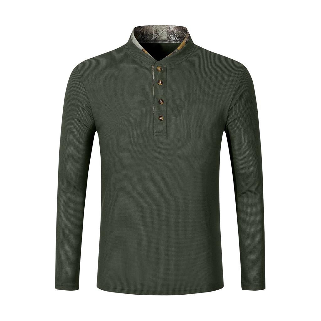 Men's Single Breasted Round Neck Long Sleeved Casual Sports Top