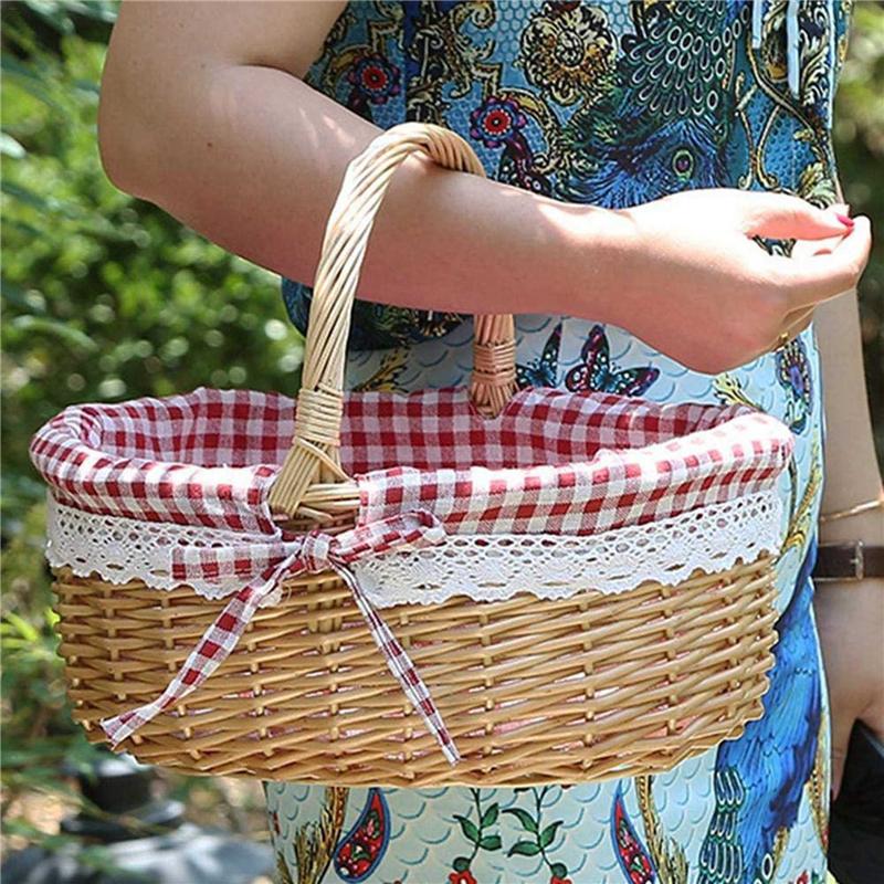 ABWR-3X Wicker Basket Gift Baskets Empty Oval Willow Woven Picnic Basket With Handle Wedding Basket Small
