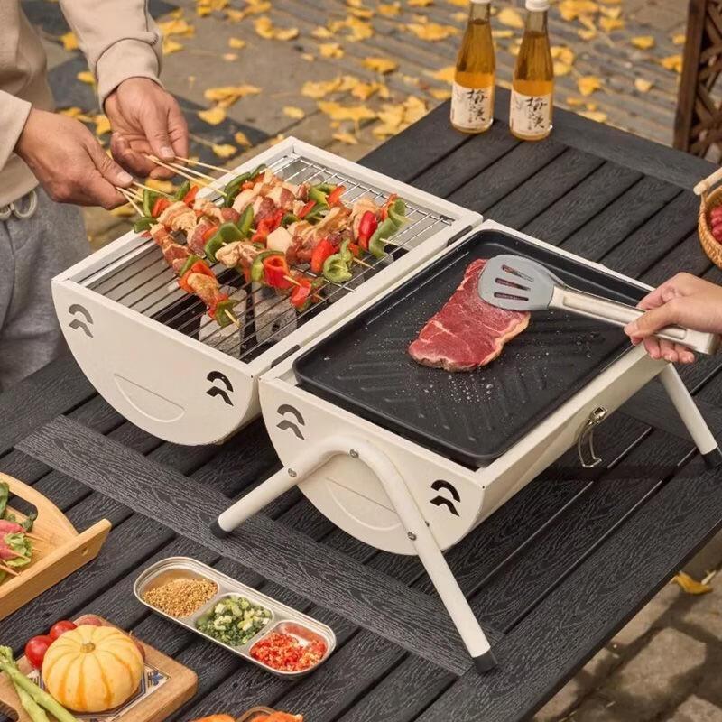 JINGRX Portable Foldable Round BBQ Grill