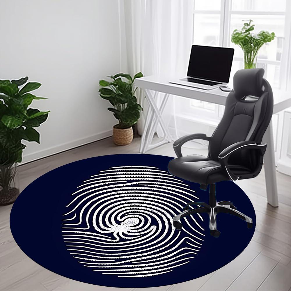1PCFingerprint Spider Office Round Area Rug,  Mat Suitable For Office, Under Office Chairs Bedroom Living Room Home Decor, Room Deco