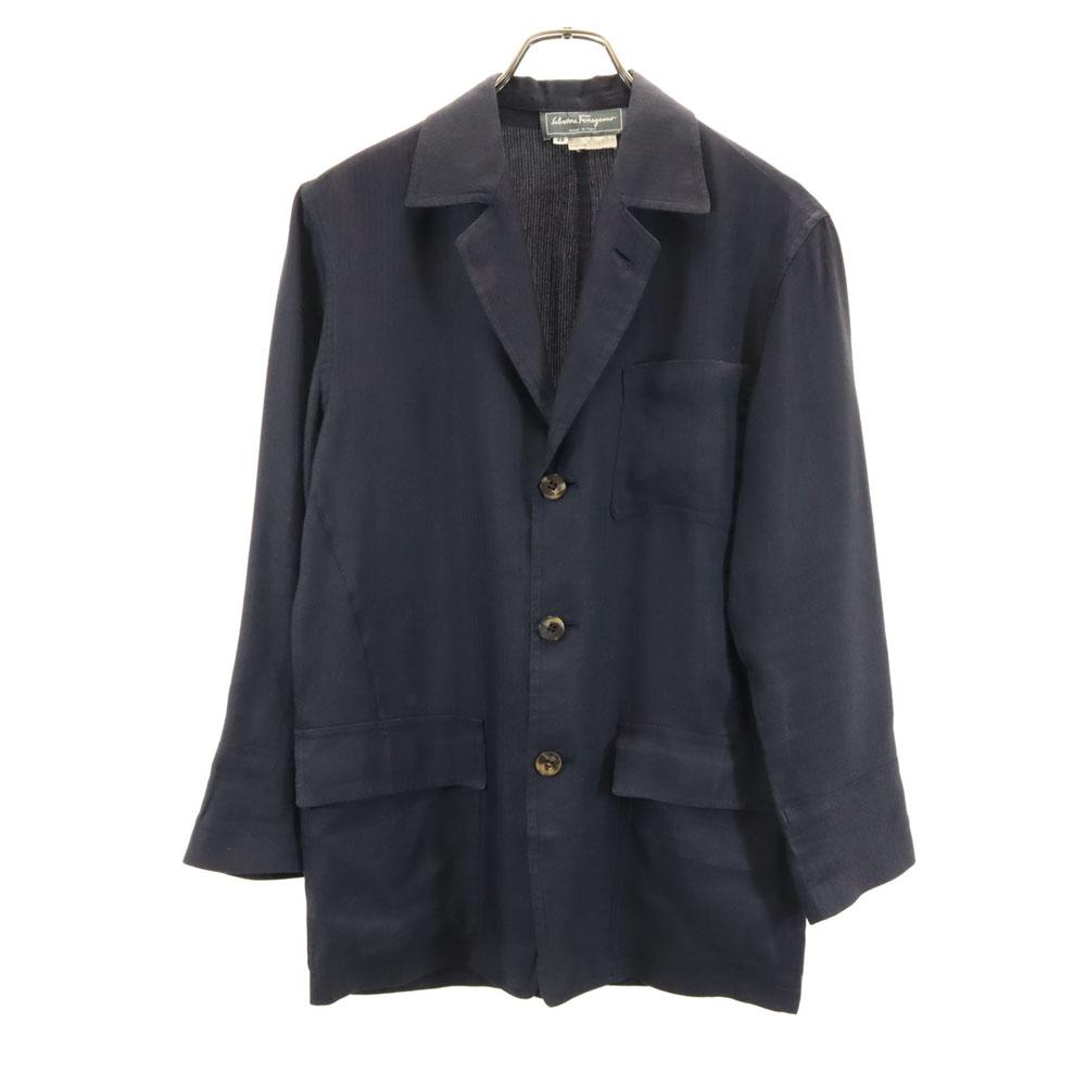 

Salvatore Ferragamo 90s Italian linen old Herringbone Pattern tailored jacket Men s Used