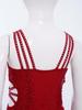 Girls Performance Dress Shiny Sequins Rhinestones Strappy Cutout Waist Side Split Mesh Dancewear