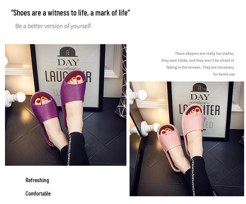 Waterproof Non-Slip Indoor Leather Slippers for Men & Women - Perfect for Bathroom or Home Use