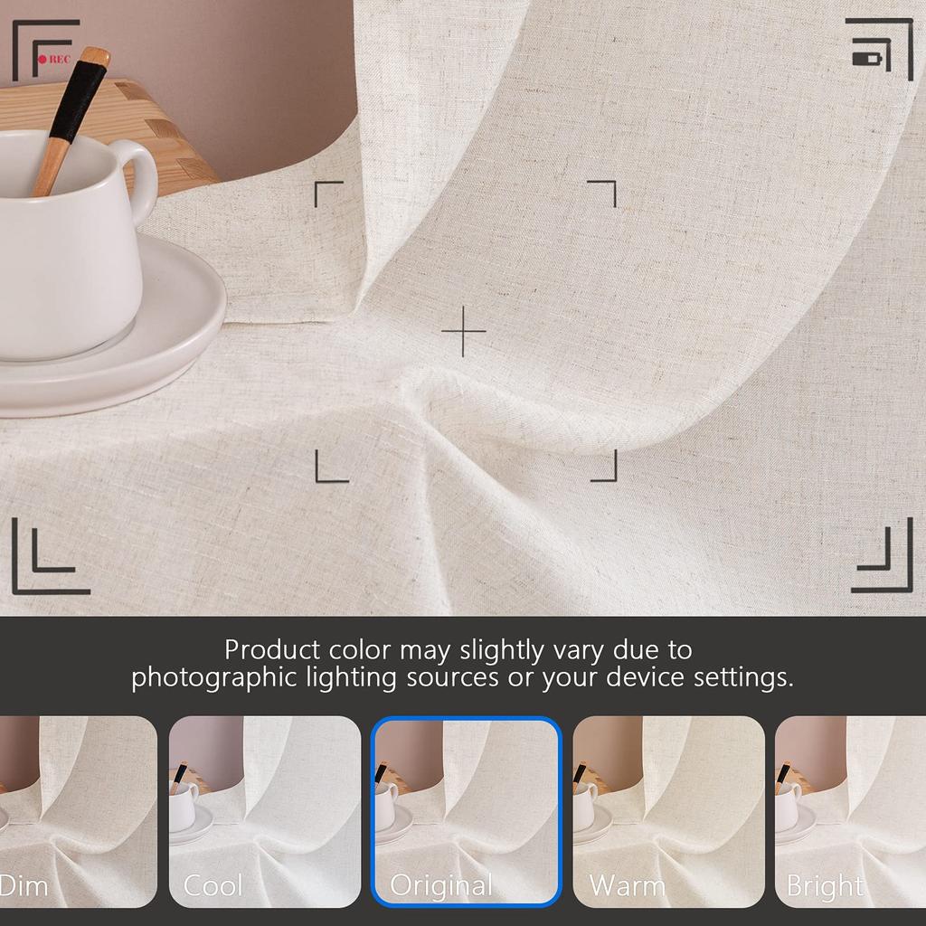 Tende da Cucina in Lino Beige 36 Pollici a Mezza Finestra Tende per Caffè Rustico Filtranti la Luce Tende Piccole Finestre Lino Country Rustico Asta Po